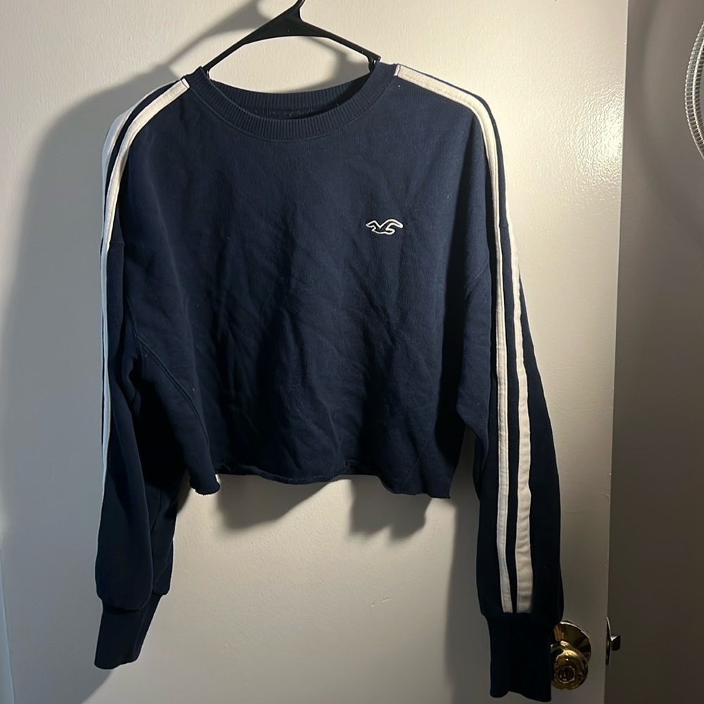 Hollister striped sleeves crop sweatshirt